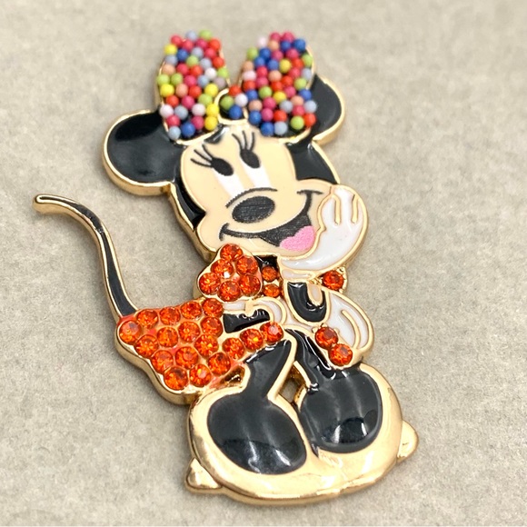 Disney Baublebar Minnie Mouse Earrings With Gum Ball Ears and Rhinestone Dress - Picture 3 of 5